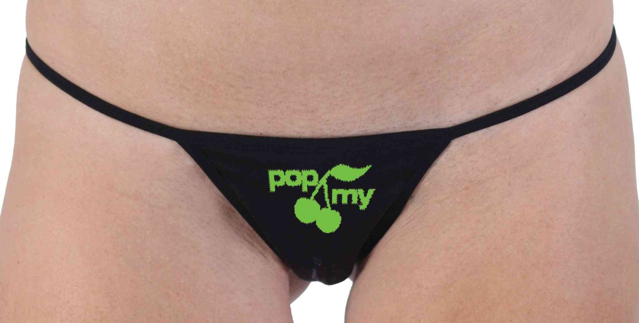 Pop My Cherry Green Graphic Thong