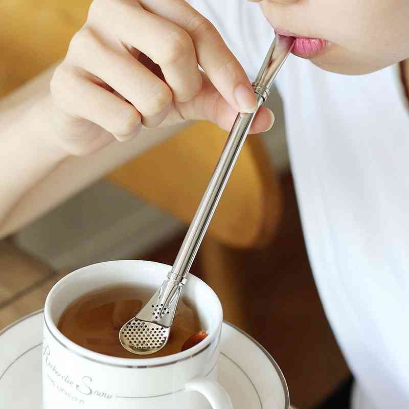2pcs Stainless Steel- Spoon Straw