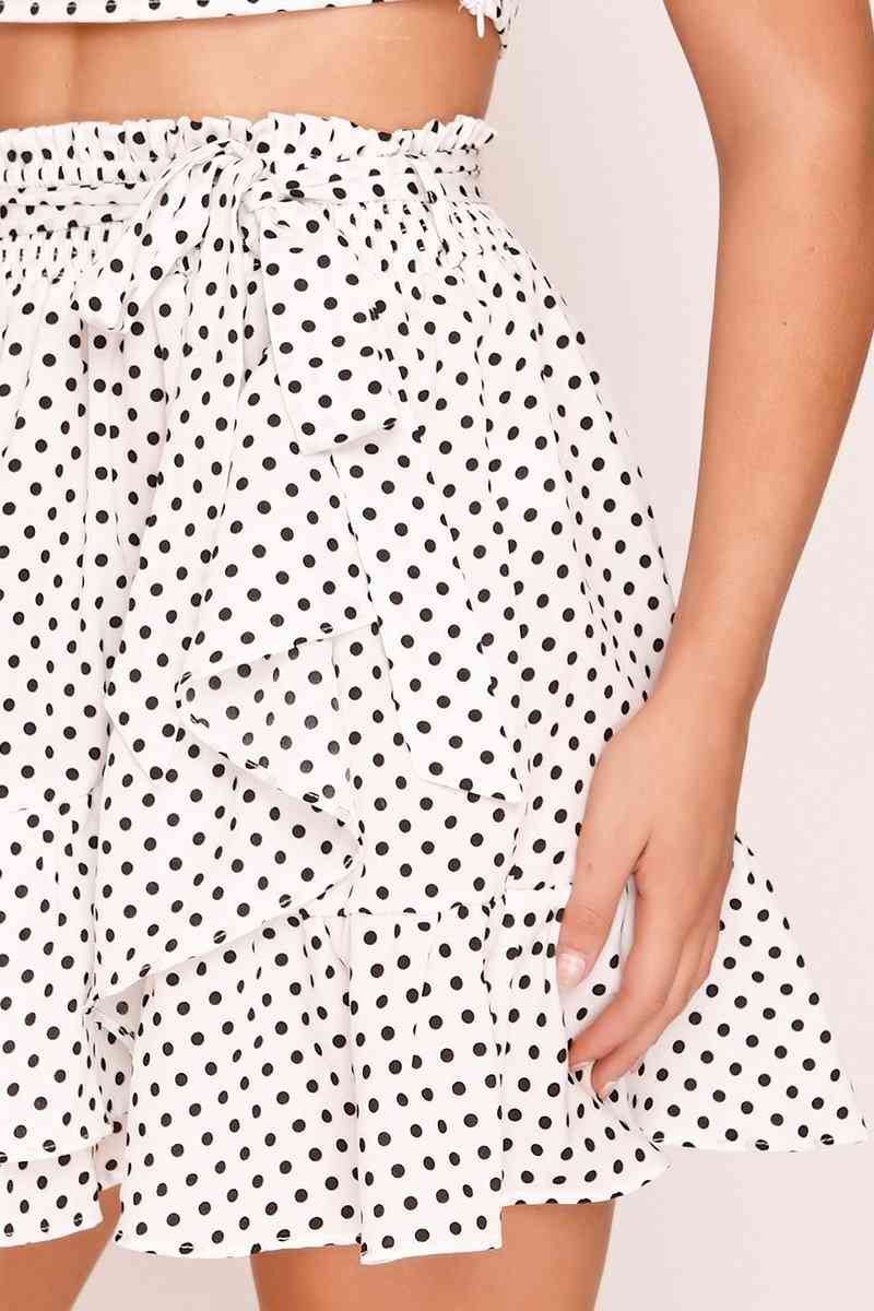 Black Polka Dot, Asymmetric Style Top, High-waisted Skirt