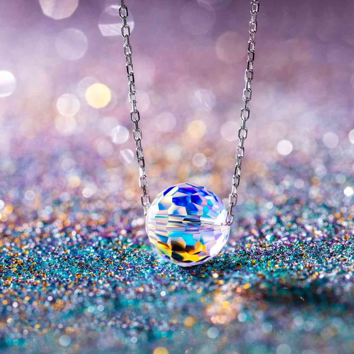 Sterling Aurora Borealis Disco Ball Necklace