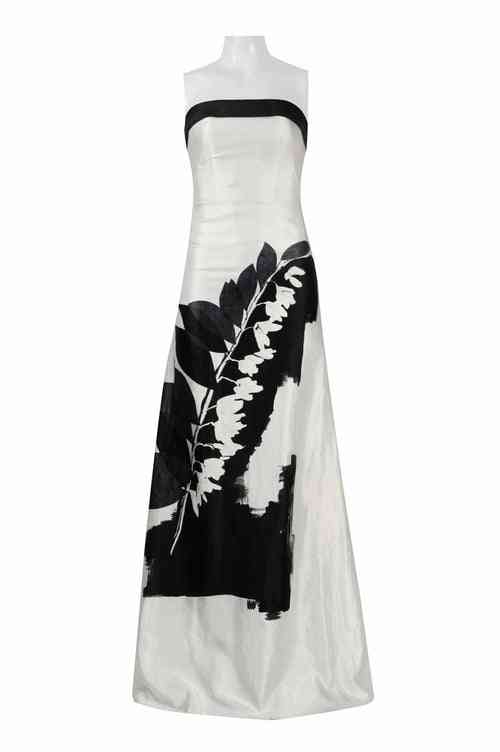 Printed Strapless A-line Gown