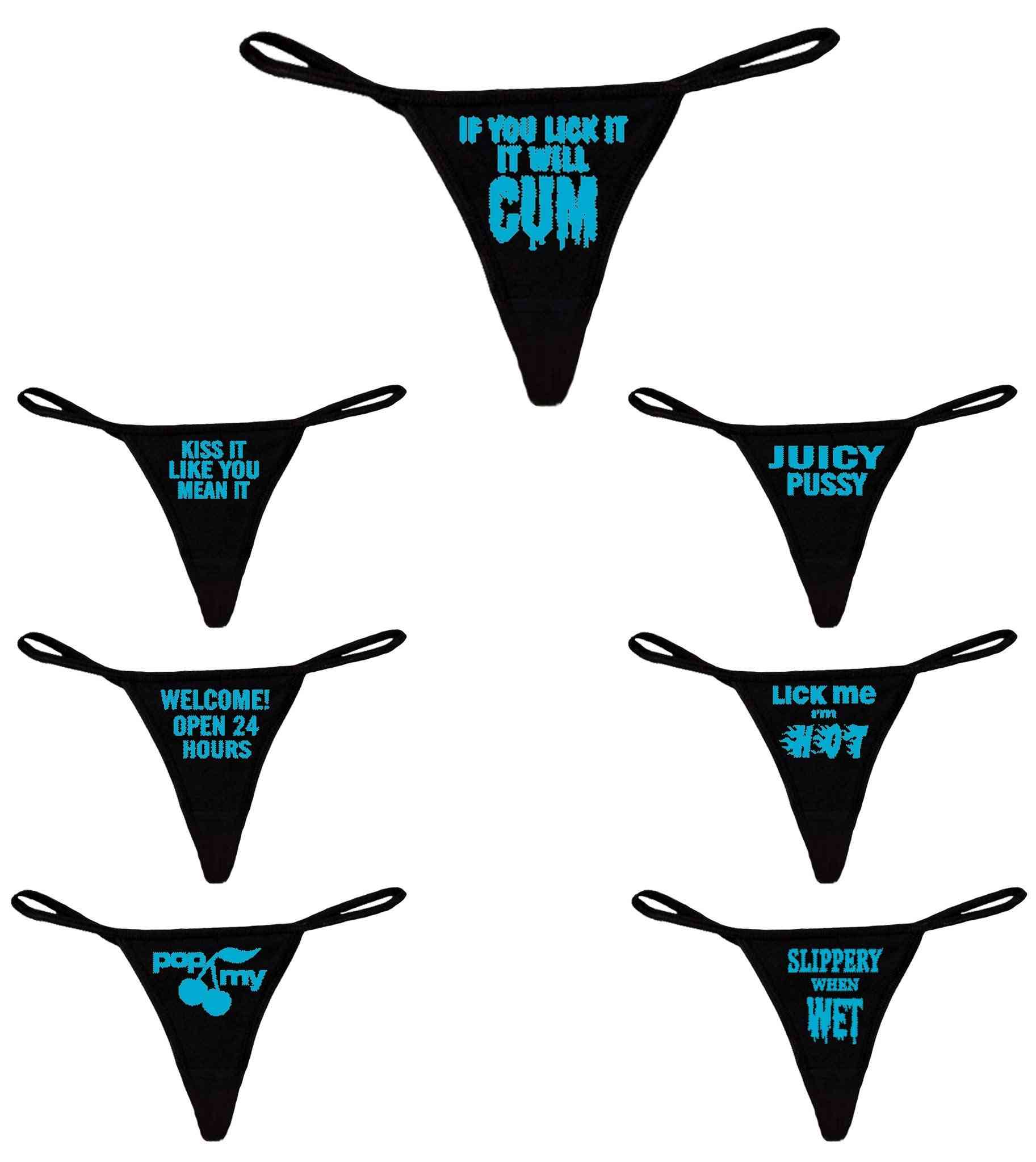 Thongs With Blue Graphic Prase