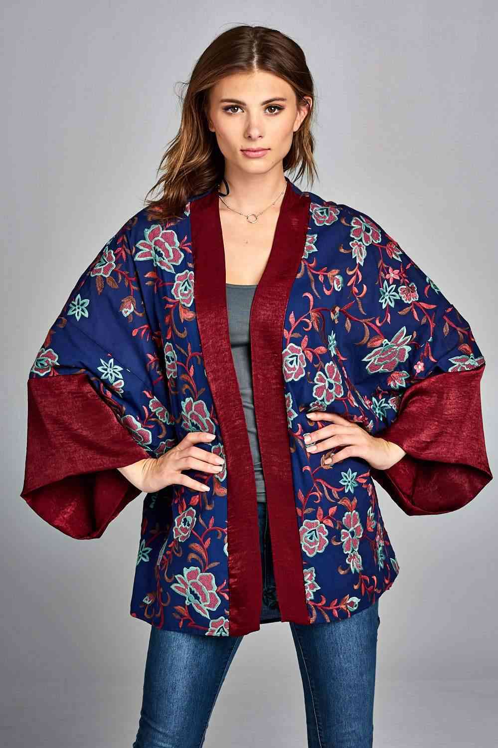 Floral Embroidered Kimono