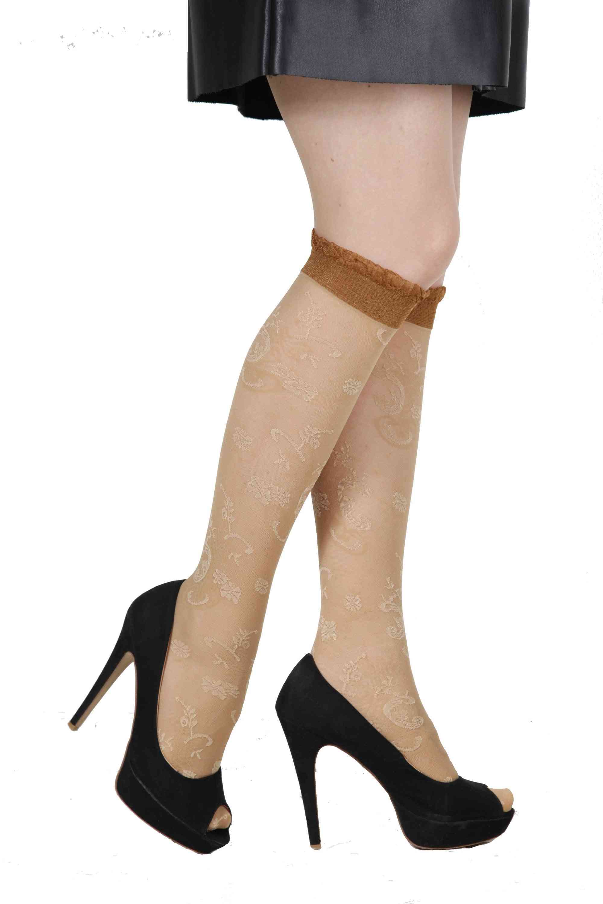 Floral Pattern Knee Highs Stockings For Women