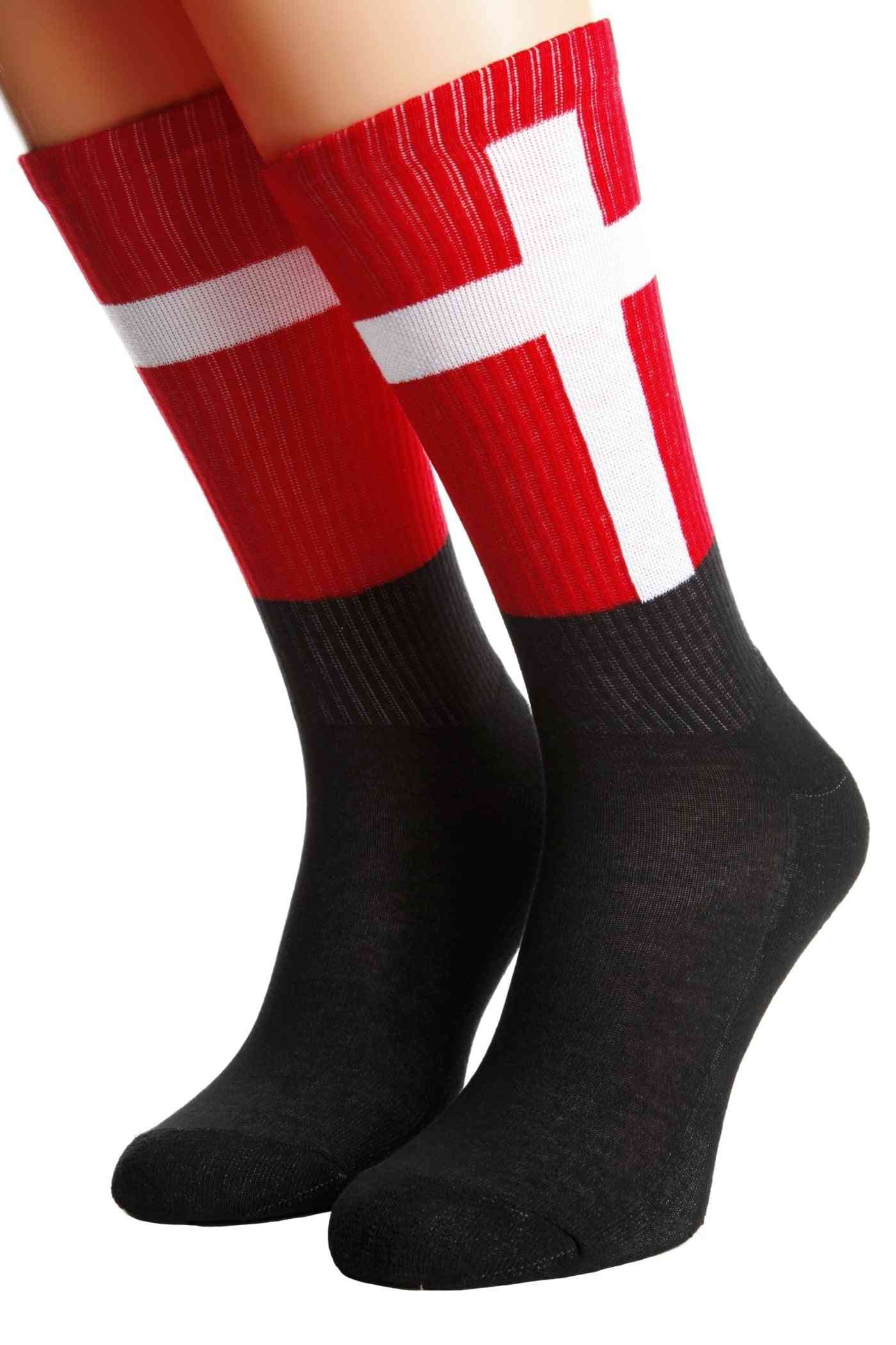 Denmark Flag Pattern Cotton Socks