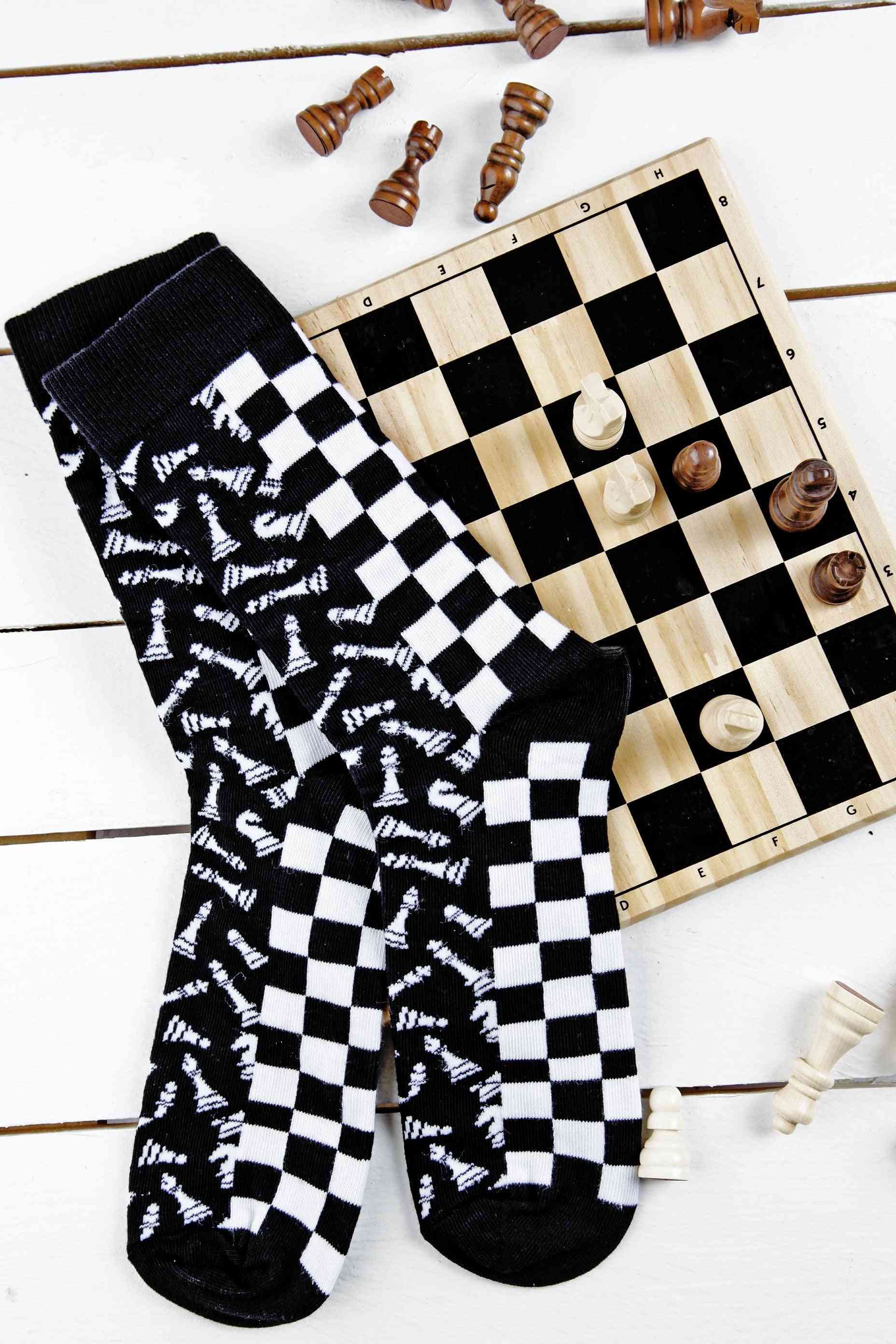 Bavlněné ponožky se vzorem šachovnice