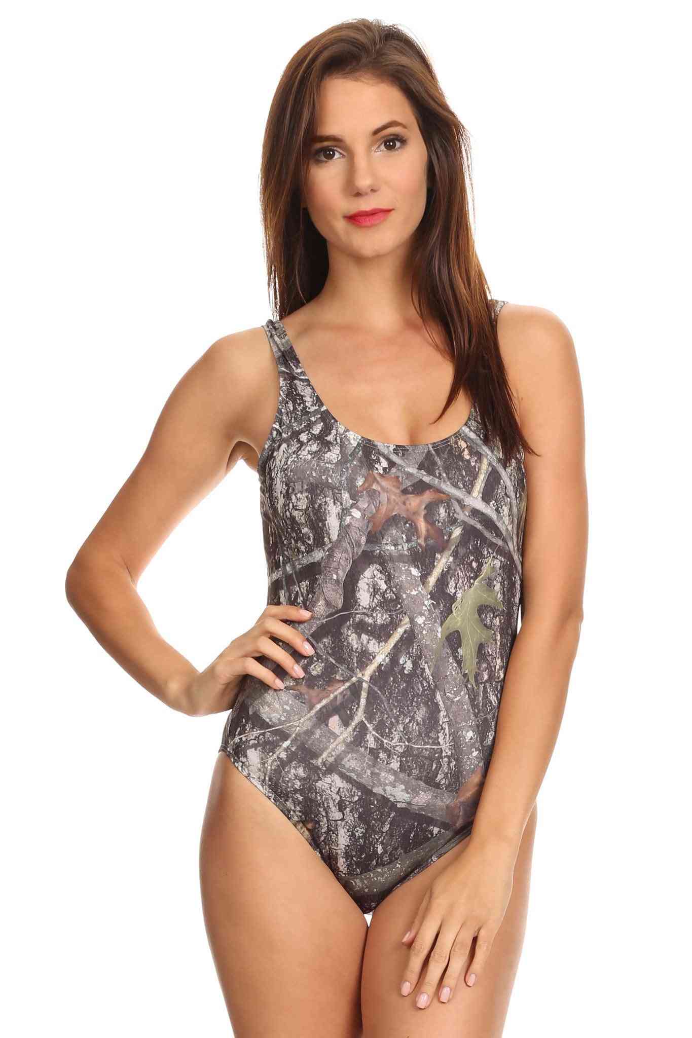 Bikini camo pentru femei, costume de baie din lemn adevărat