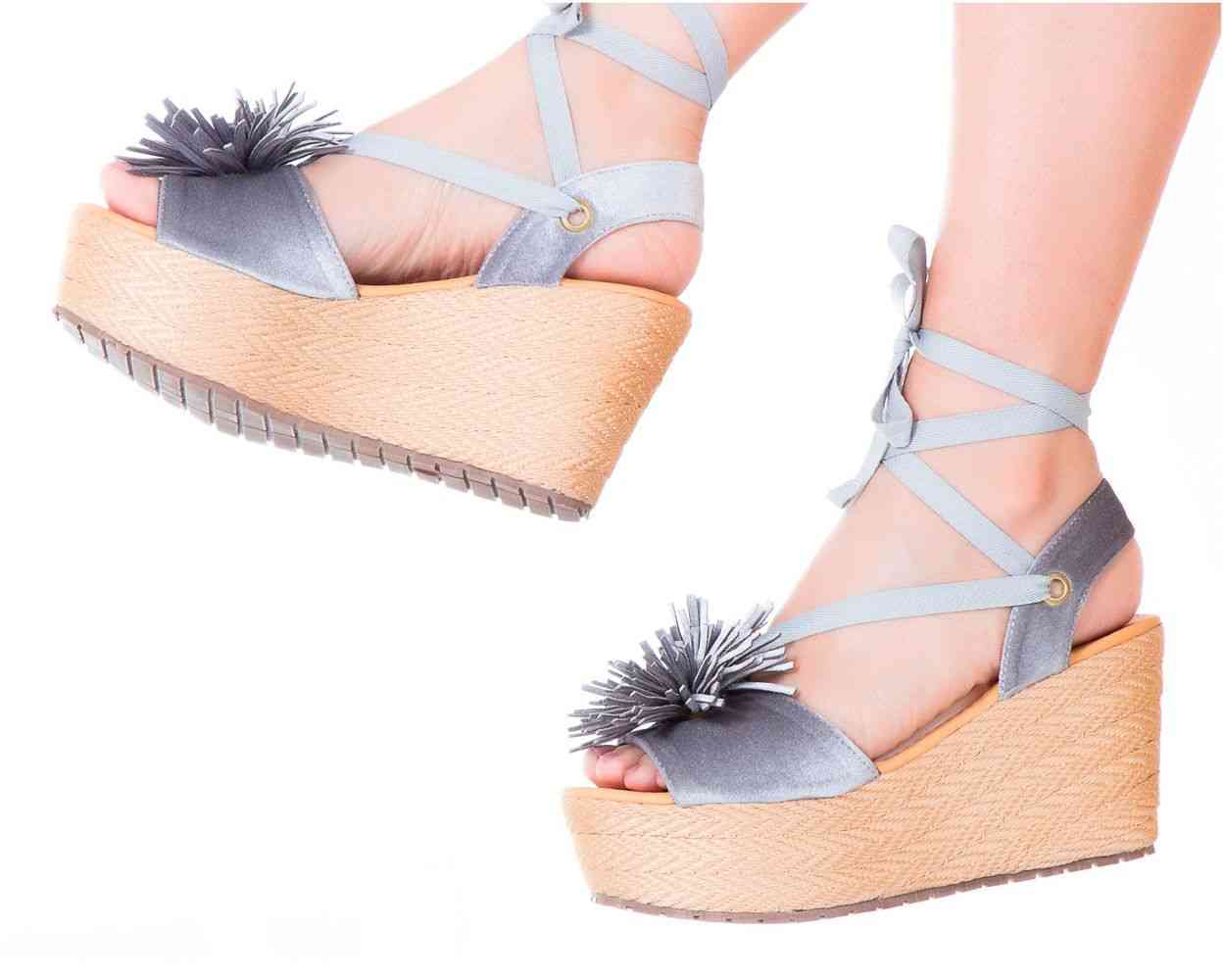 Espadrille Sandals Silvia Cobos Lace Up Silver