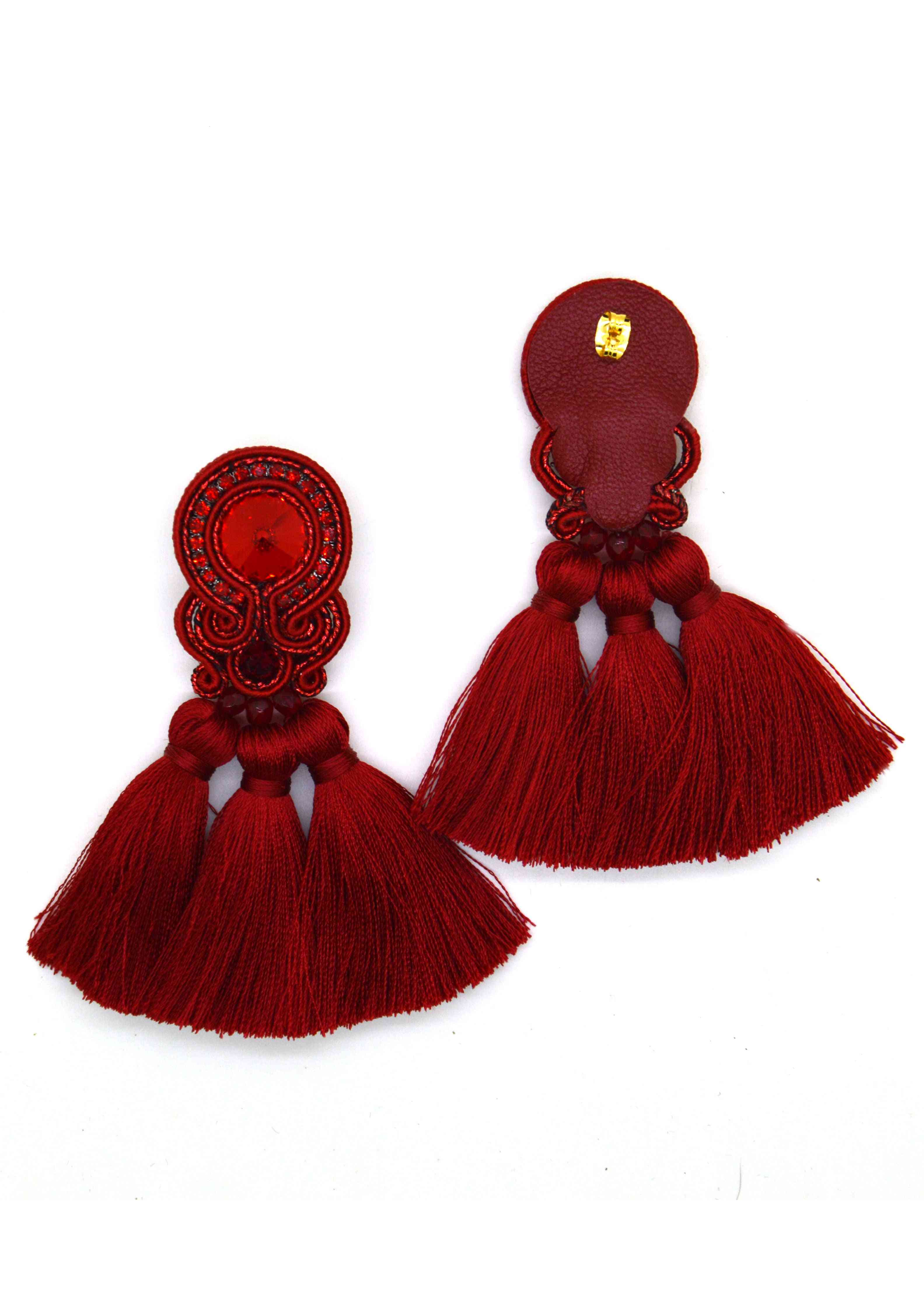 Fringe Tassel Earrings With Crystals