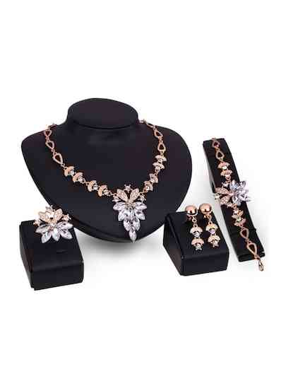 Women Necklace, Earrings, Bracelet & Ring Set