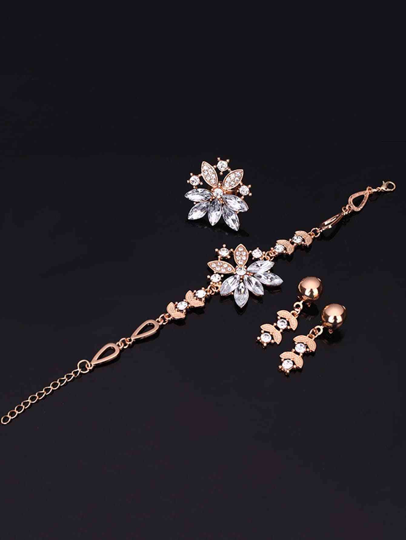 Women Necklace, Earrings, Bracelet & Ring Set