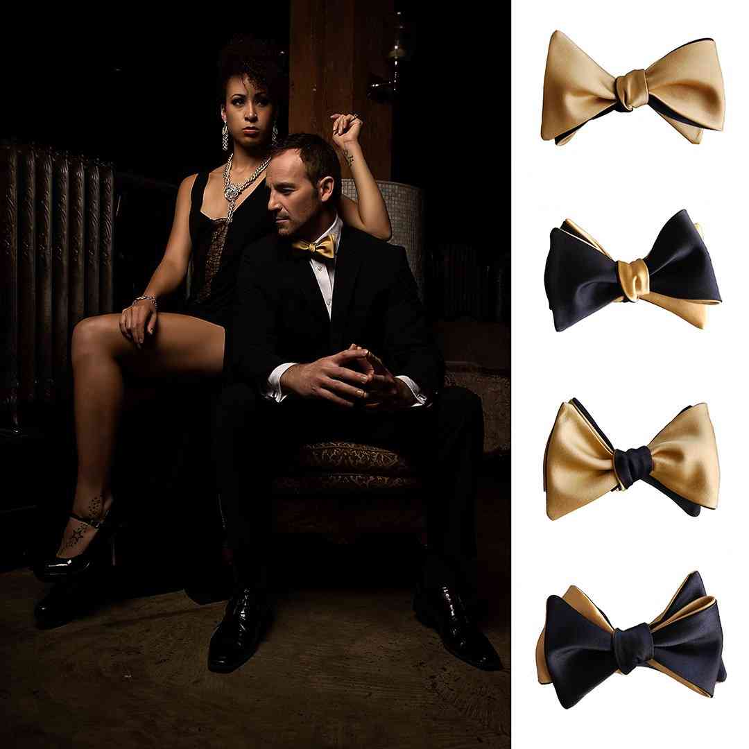 Black & Gold-reversible Butterfly Bow Tie