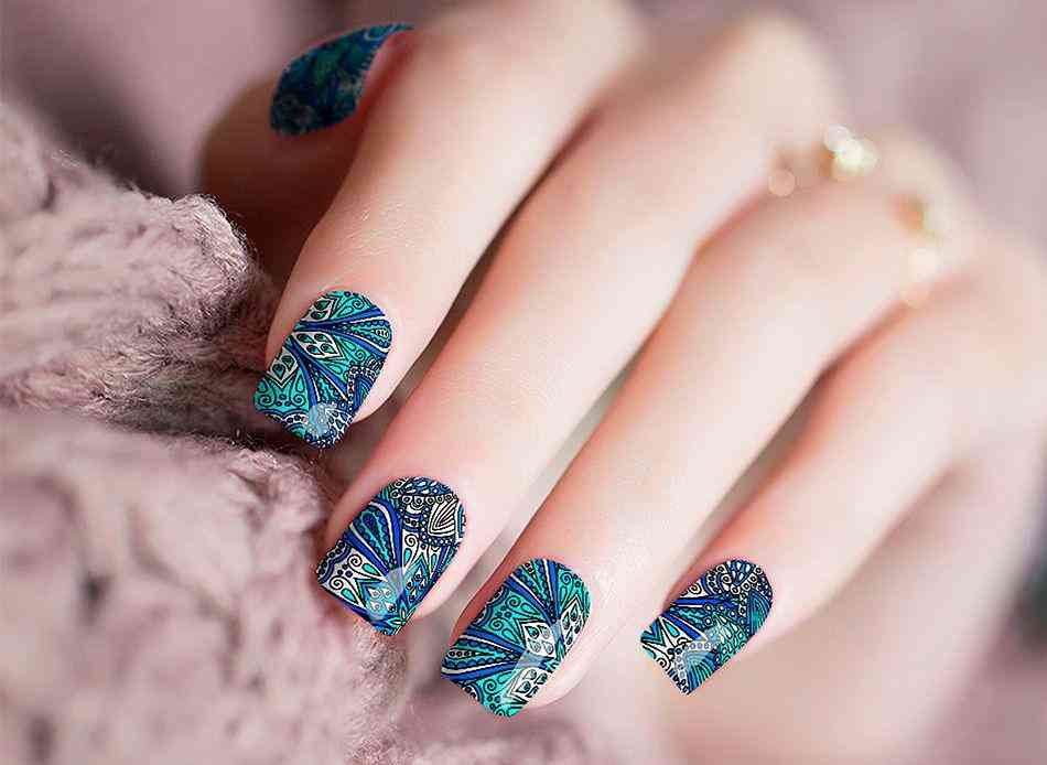 Peacock Design Nail Stickers