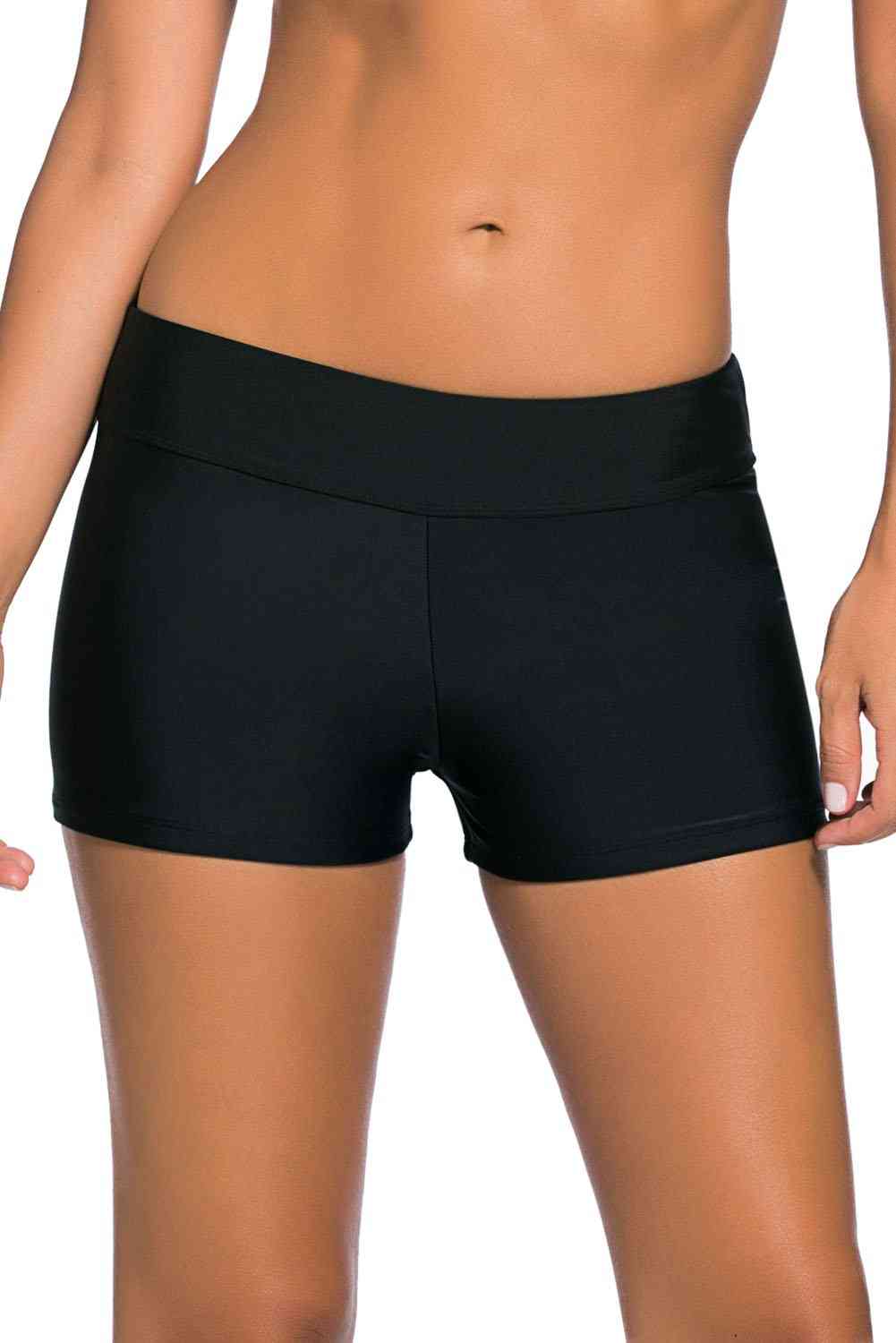 Womens Wide Waistband Swimsuit Bottom Shorts