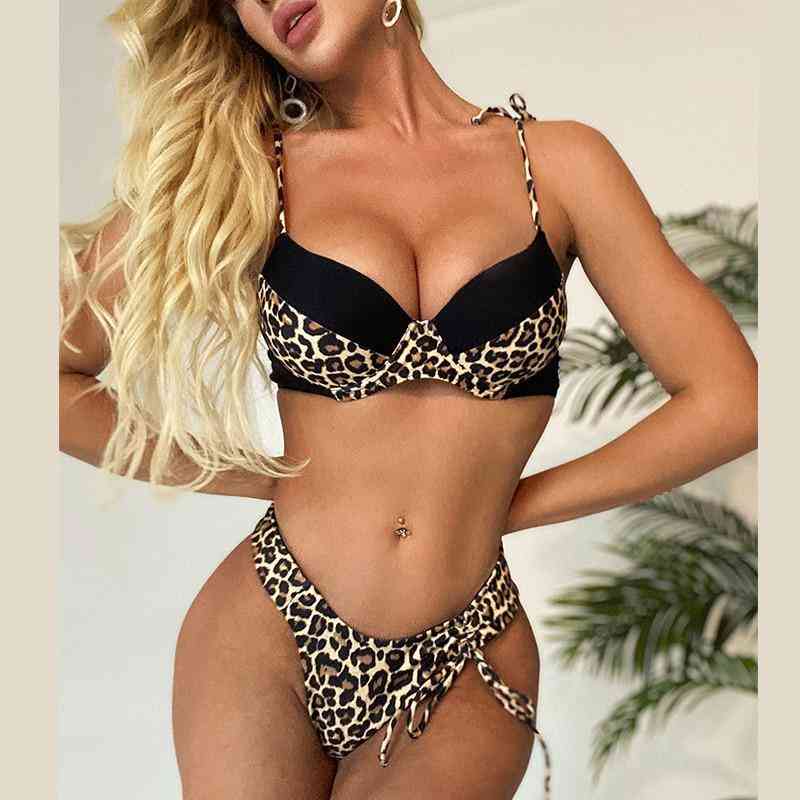 Leopard Thong Bikini, Push Up Swimsuit