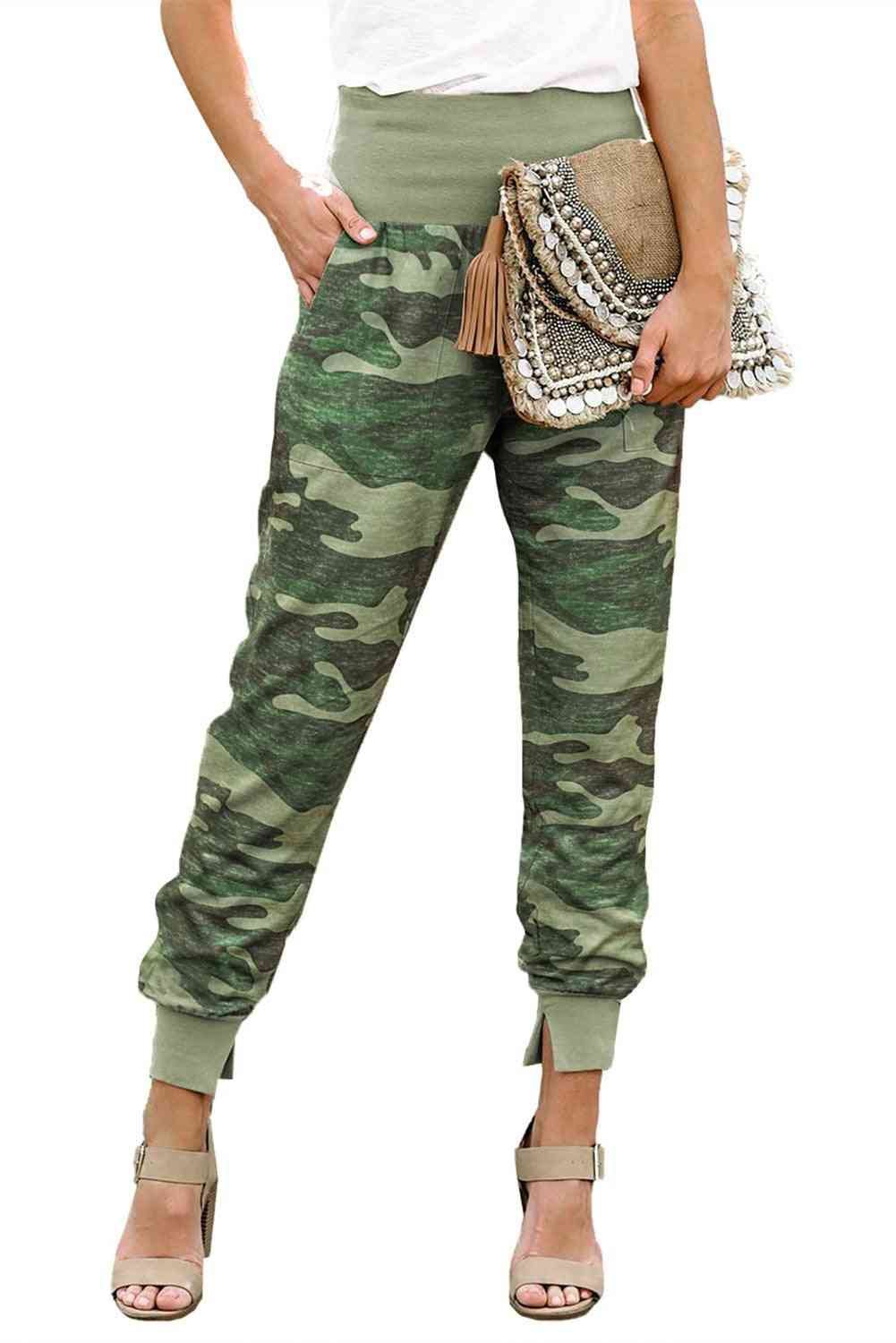 Womens Pocket Casual Pants With Slit