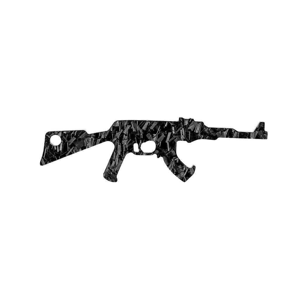 Taottu hiilikuitu AK-47 muotoinen avaimenperä ja pullonavaaja