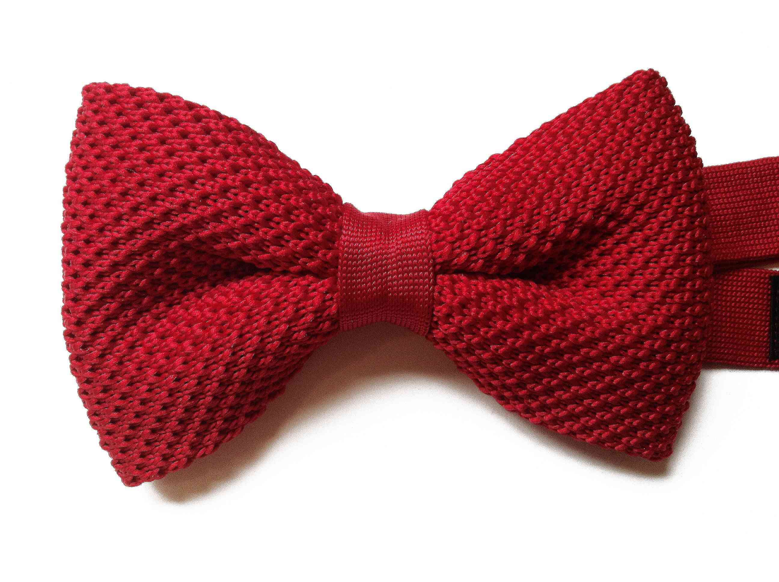 Red Knit Pre-tied Bow Tie