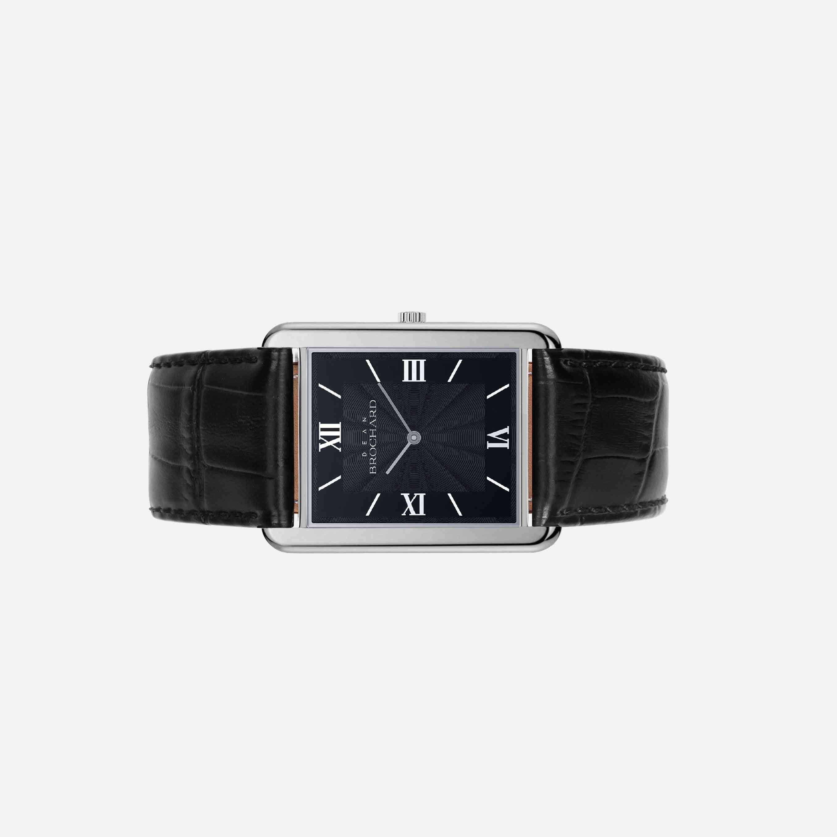 Orologio da polso minimalista con quadrante quadrato con cinturino in pelle