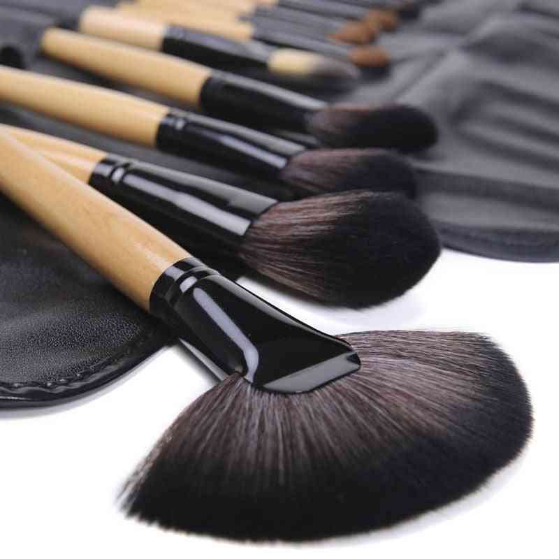 Professional Cosmetics Make Up Brushes With Leather Case