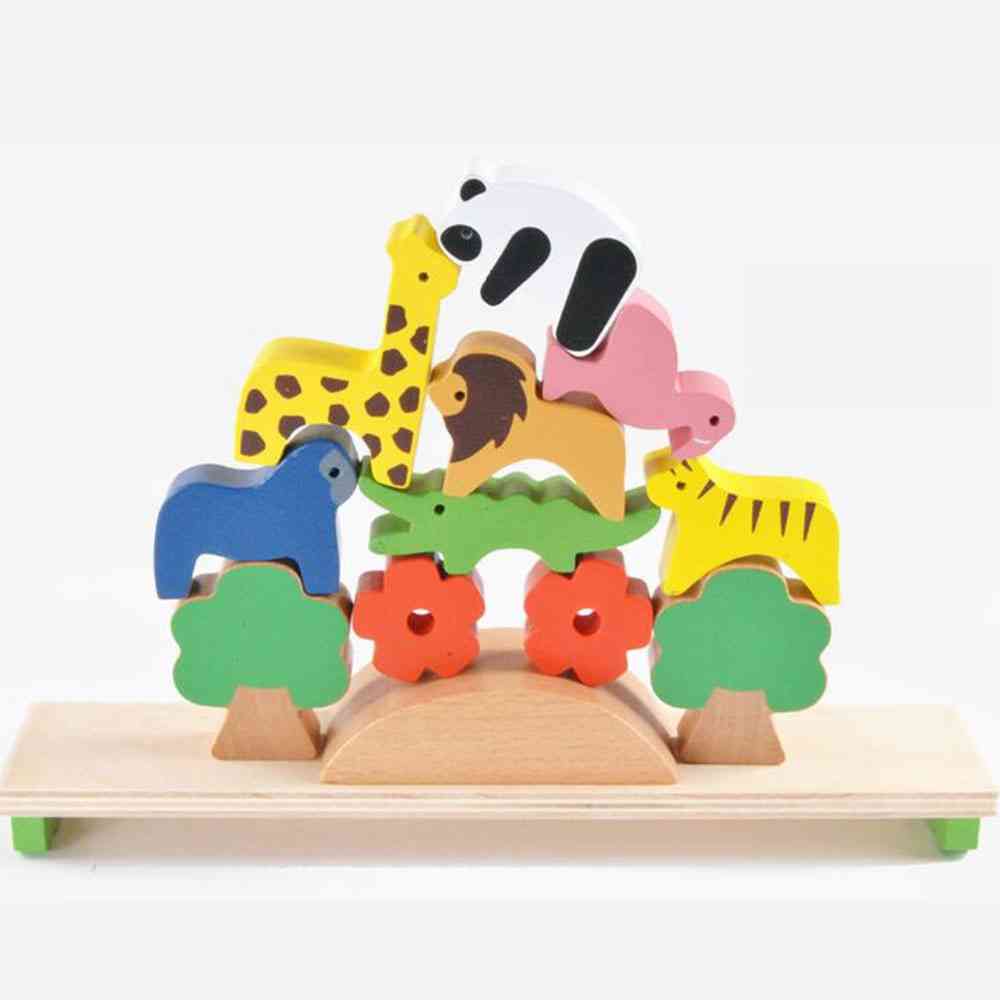 Animal da floresta balancé blocos de construção balança de madeira brinquedo de madeira