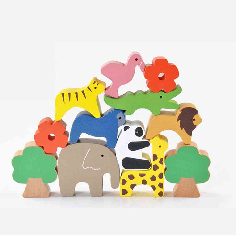 Forest Animal Seesaw Building Blocks Wooden Balance Wood Toy