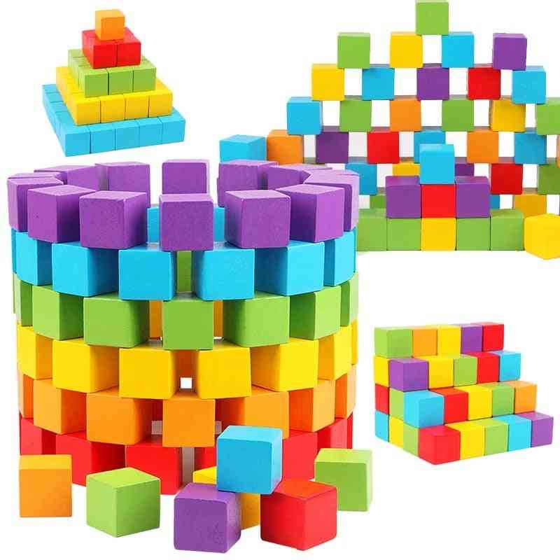 Jucărie bloc de construcție cub de lemn