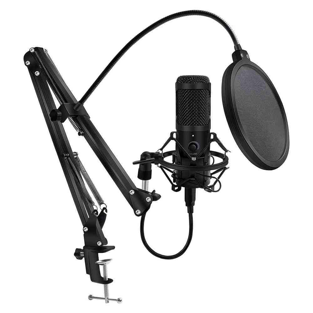 Microfono usb in metallo registrazione a condensatore microfono d80 con supporto
