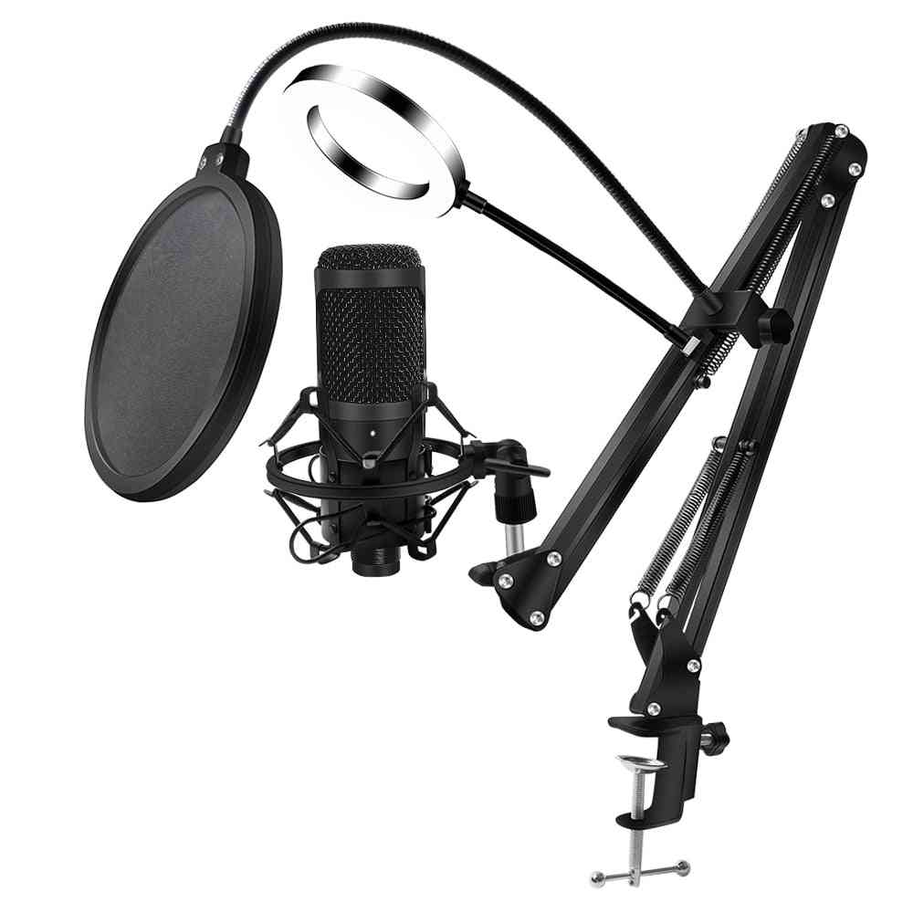 Kovinski usb mikrofon kondenzatorski snemalni mikrofon d80 s stojalom