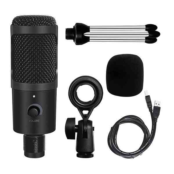 Metall usb mikrofon kondensator inspelning d80 mic med stativ