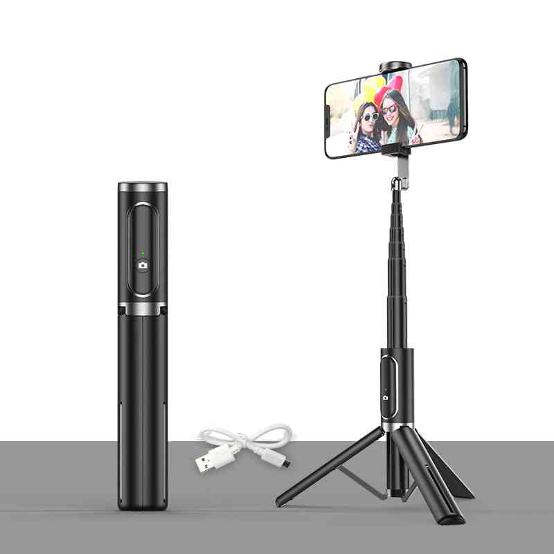 Statív na selfie tyč, nabíjateľný stojan na mobilný telefón s bluetooth