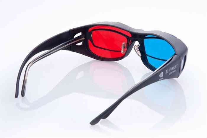 Gafas de plástico 3d anaglifo rojo y azul cian