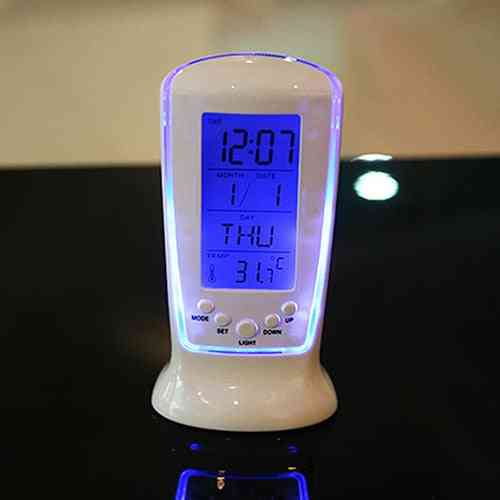 Digital Calendar- Temperature Led, Digital Alarm Clock With Blue Back Light