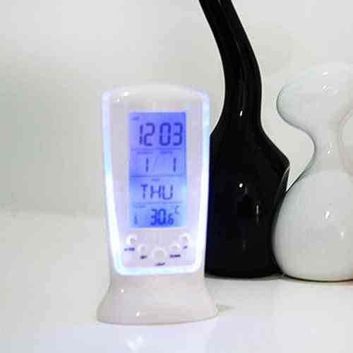 Digital Calendar- Temperature Led, Digital Alarm Clock With Blue Back Light