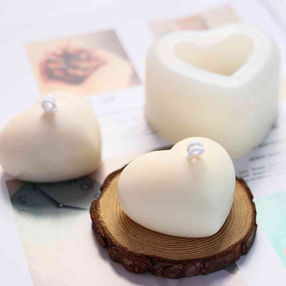 3d- Love Heart Silicone, Aroma Plaster Candle Mold For Cake Decoration