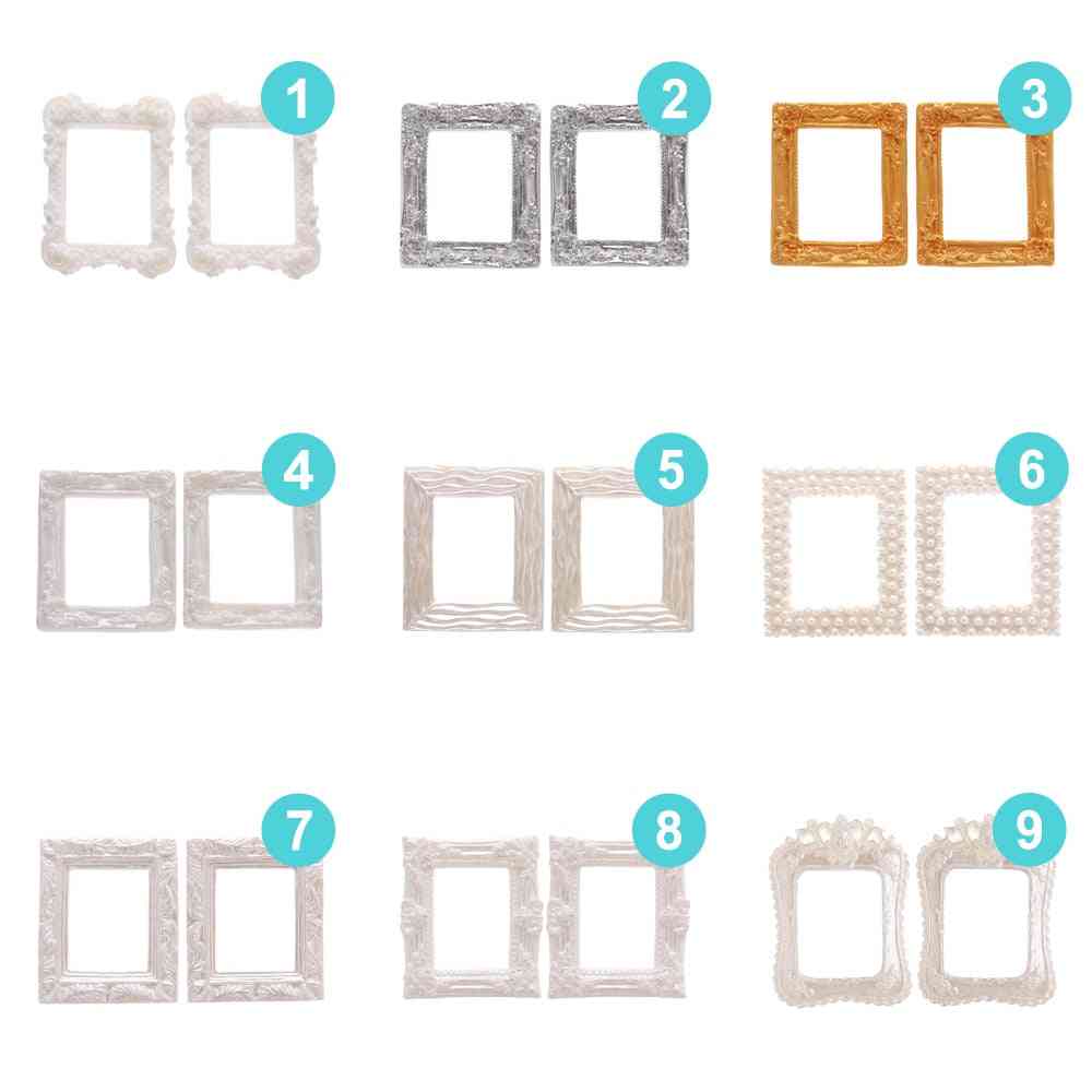 2pcs Resin Photo Frame Miniature Accessories For Doll House Decoration