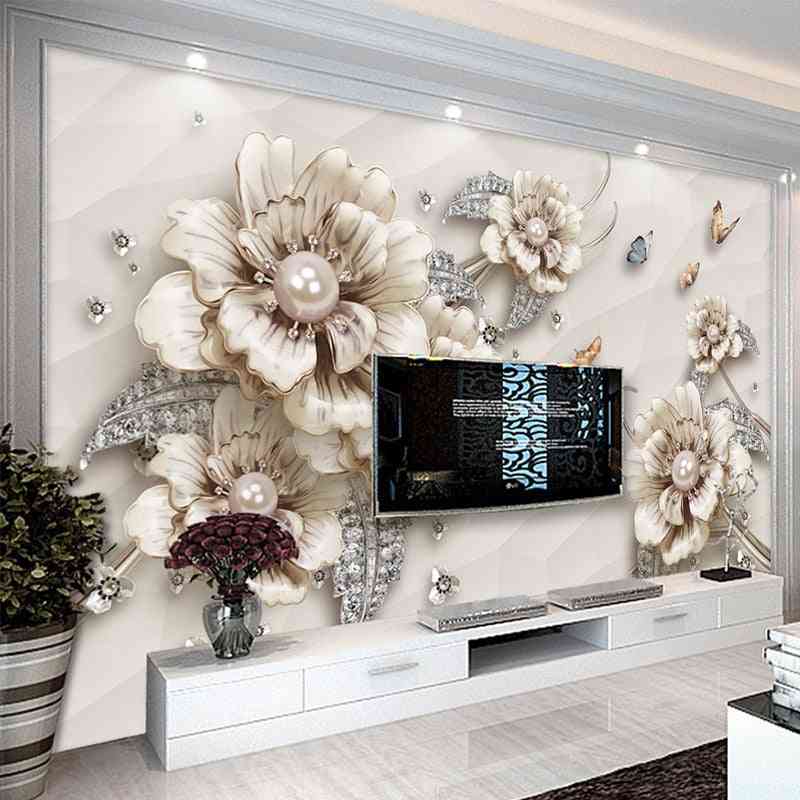 3d Stereo Jewelry Flower Photo Tv Luxury Background Murals Wallpaper
