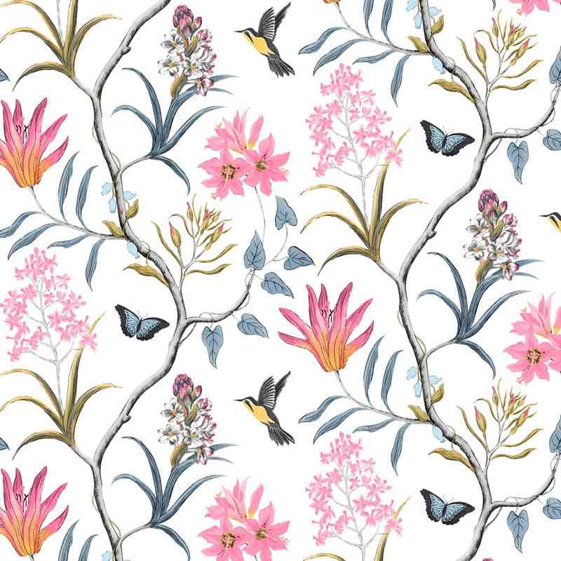 Self-adhesive Pink Floral Birds, Wallpaper Modern For Home Decoration