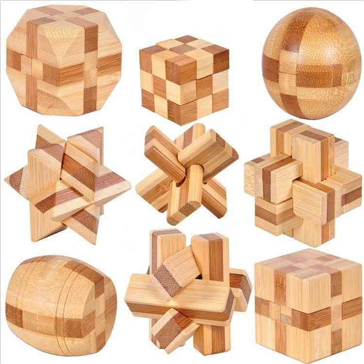 9pcs Design Brain Teaser-3d Wooden Interlocking Burr Puzzles