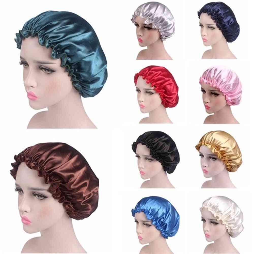 Women Silk Satin Night Sleep Cap - Hair Care Beauty Bonnet Hat