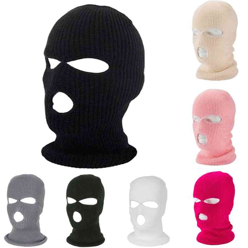 Pasamontañas de 3 agujeros, cubierta de cara completa, bufanda de sombrero, máscara cálida