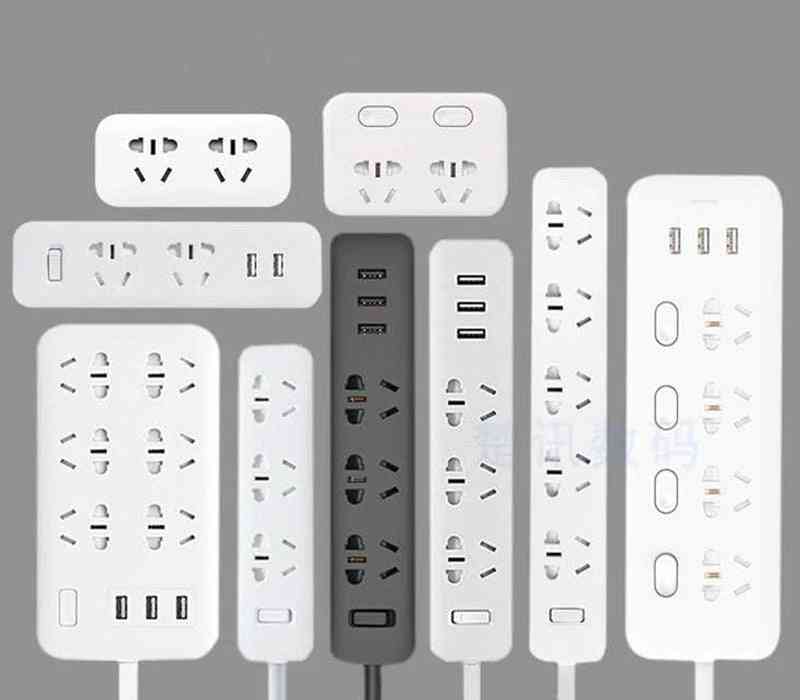 Power Strip 2.1a Fast Charging 3 Usb Extension Socket Plug 6 Outlets Adapter