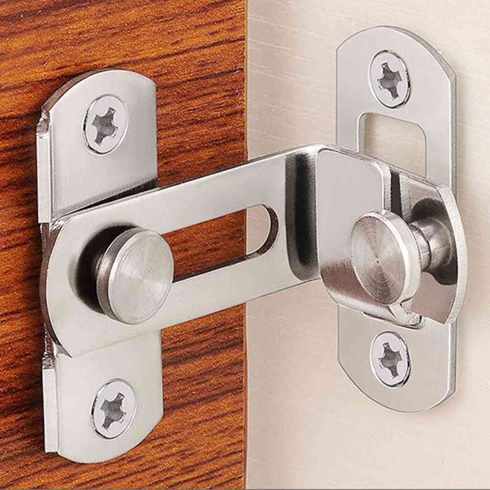 Stainless Steel Push Pull Button Clasp Security Door Lock Latch Chain
