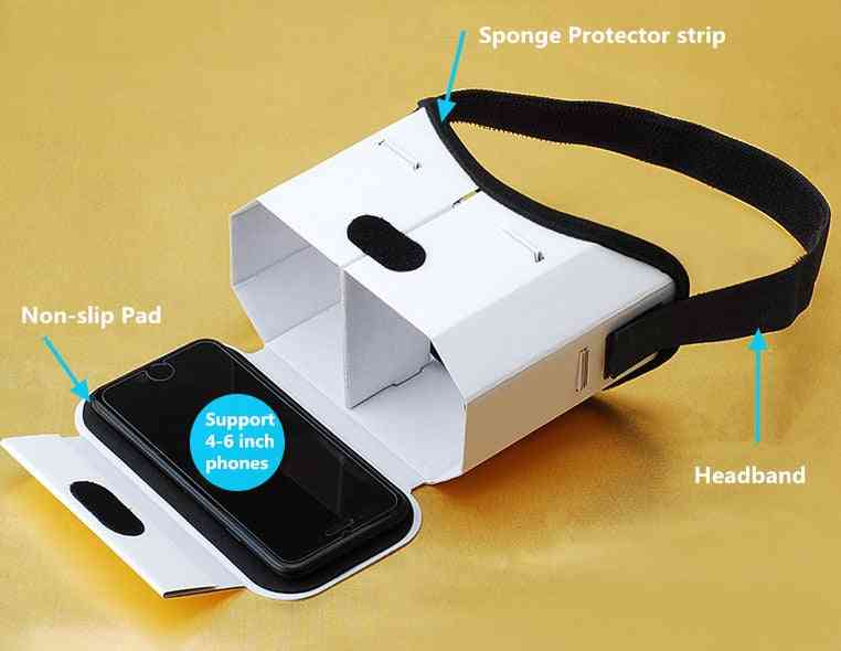 Diy draagbare virtual reality-bril, google, kartonnen 3d vr voor smartphones