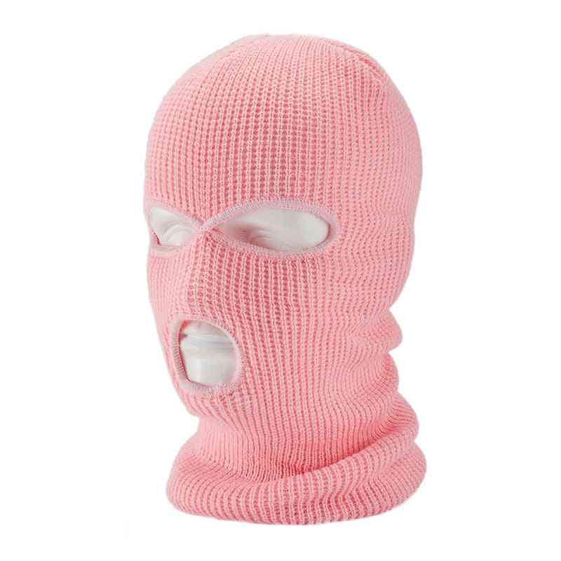 Knitted Face Cover, Winter Balaclava Full Mask For Outdoor Sports, Three Hole Hat