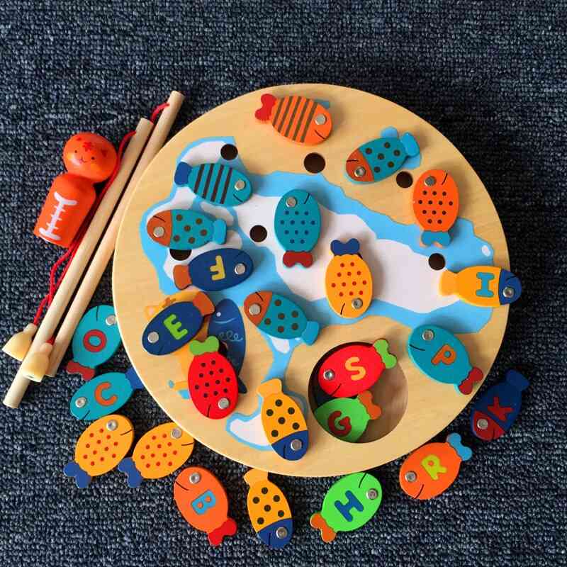 Magnetic Wooden Alphabet Fishing Counting Board Game