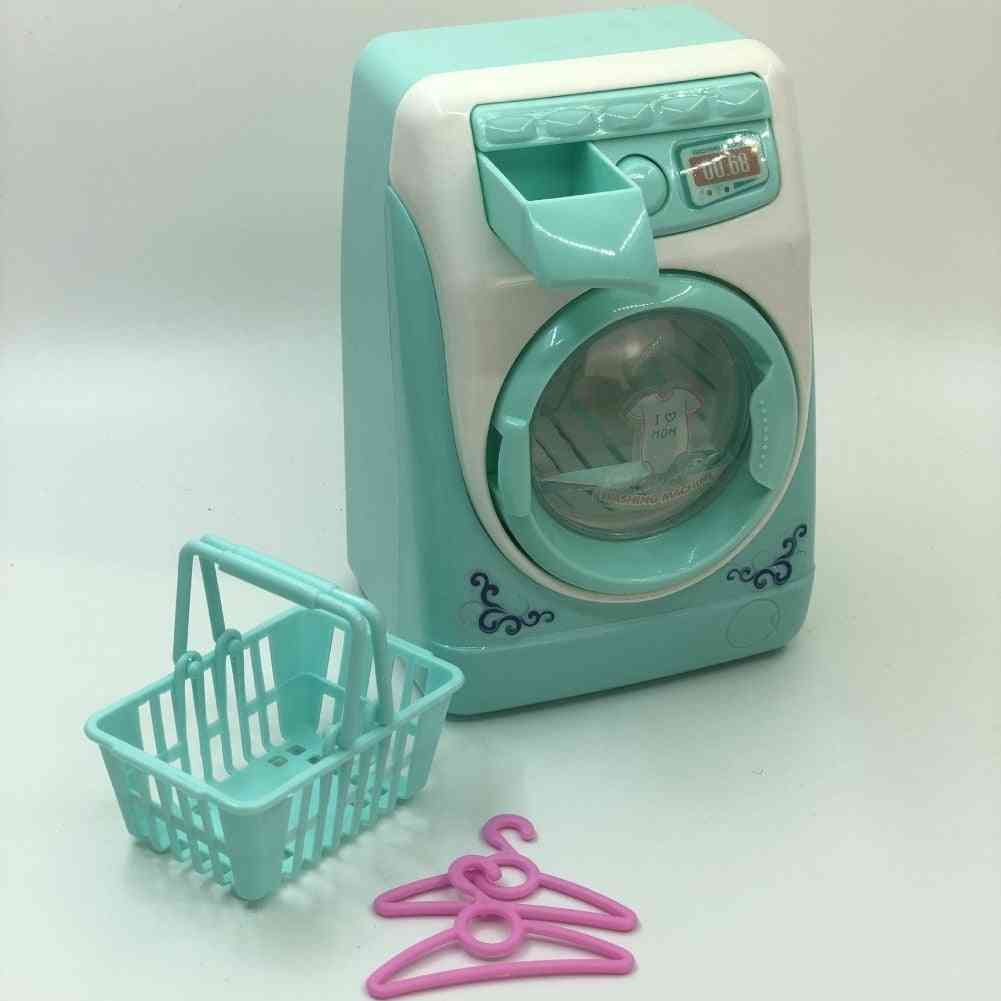 Mini szimulációs fény elektromos mosógép és kosár színjáték játékkészlet