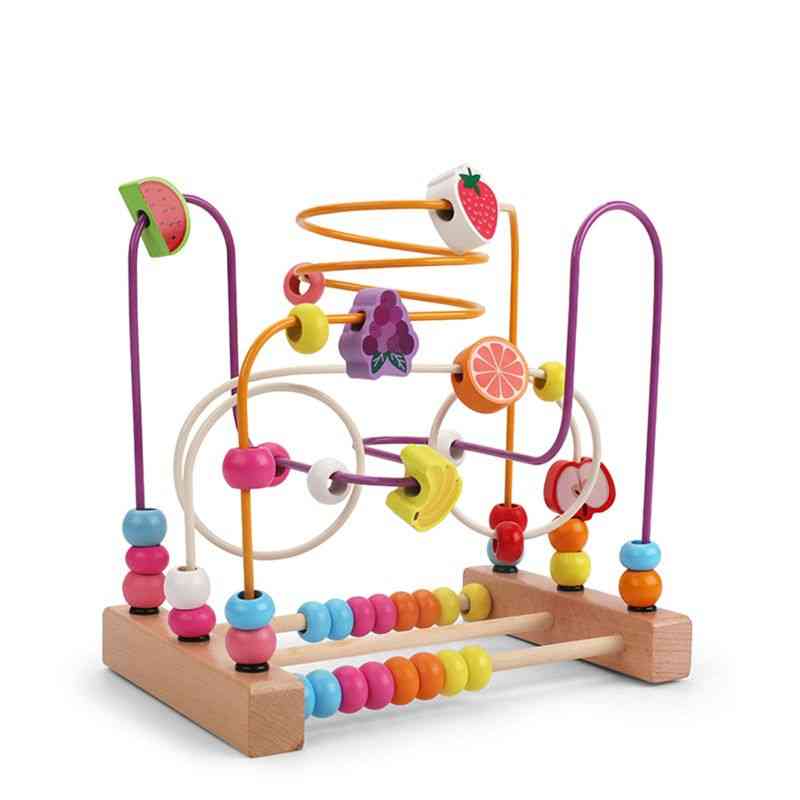 Labirint de mărgele copii mici roller coaster colorat din lemn
