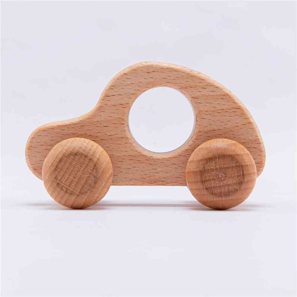 4pcs Wooden Montessori Educational Beech Wood Car, Toy