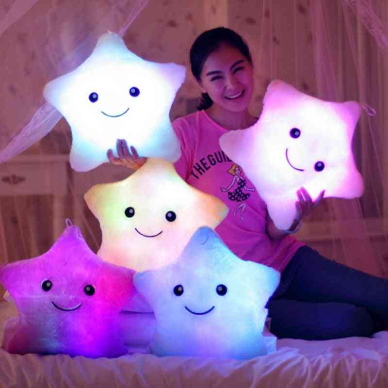 Kreatywna świecąca poduszka, miękkie wypchane pluszowe świecące, kolorowe gwiazdki;